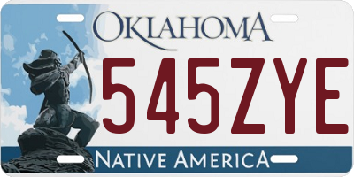 OK license plate 545ZYE