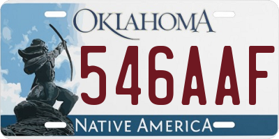 OK license plate 546AAF