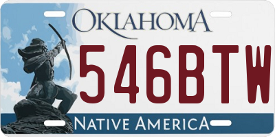 OK license plate 546BTW