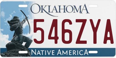 OK license plate 546ZYA