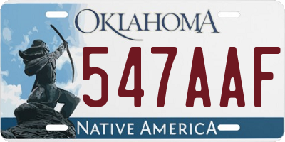 OK license plate 547AAF