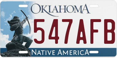 OK license plate 547AFB