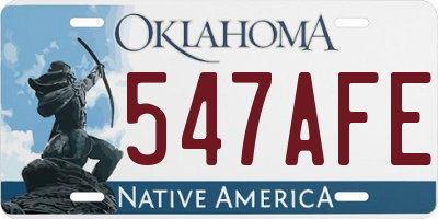 OK license plate 547AFE