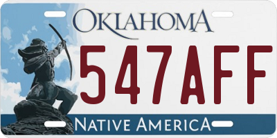 OK license plate 547AFF