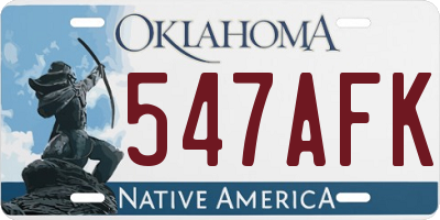 OK license plate 547AFK