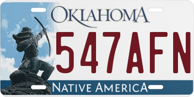 OK license plate 547AFN
