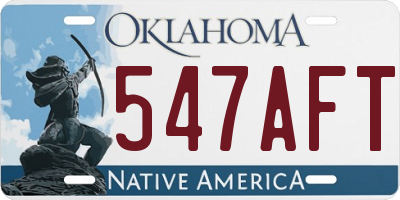 OK license plate 547AFT