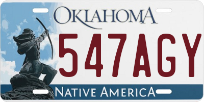 OK license plate 547AGY