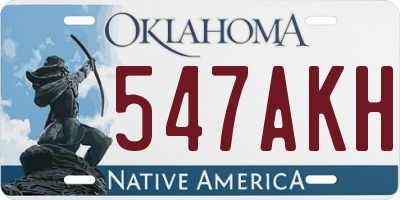 OK license plate 547AKH