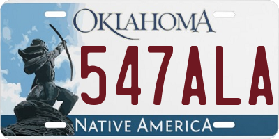 OK license plate 547ALA