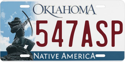 OK license plate 547ASP