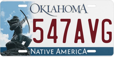 OK license plate 547AVG