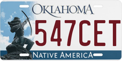 OK license plate 547CET