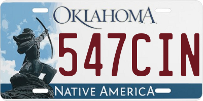 OK license plate 547CIN