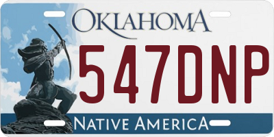 OK license plate 547DNP