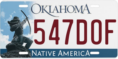 OK license plate 547DOF