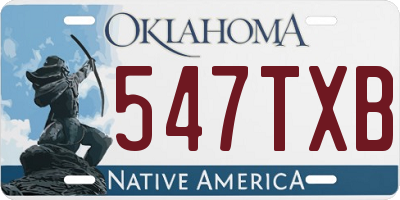 OK license plate 547TXB