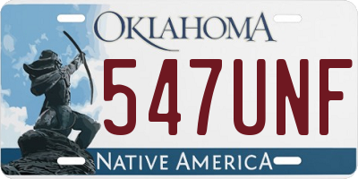 OK license plate 547UNF