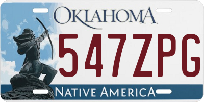 OK license plate 547ZPG