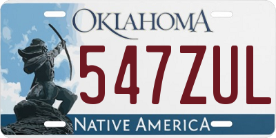OK license plate 547ZUL