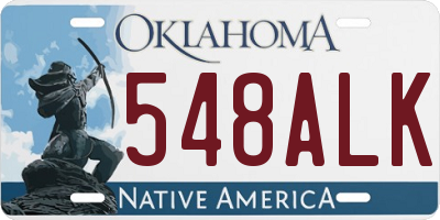 OK license plate 548ALK
