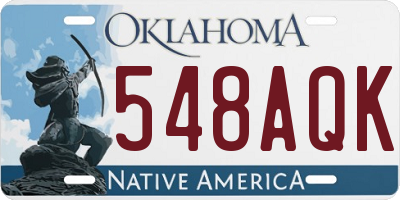 OK license plate 548AQK