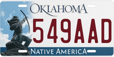 OK license plate 549AAD