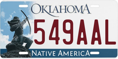 OK license plate 549AAL