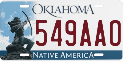 OK license plate 549AAO