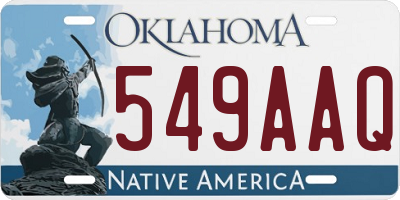 OK license plate 549AAQ