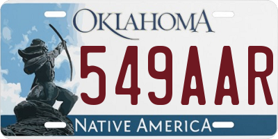 OK license plate 549AAR
