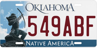 OK license plate 549ABF