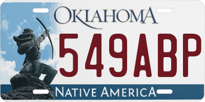 OK license plate 549ABP