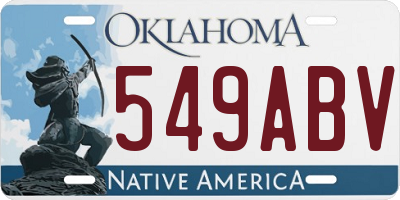 OK license plate 549ABV