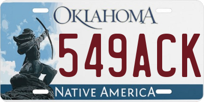 OK license plate 549ACK