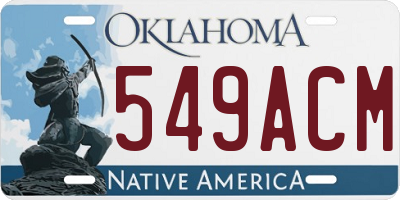OK license plate 549ACM