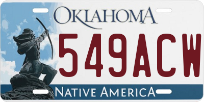 OK license plate 549ACW