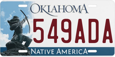 OK license plate 549ADA