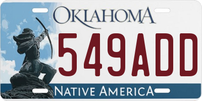 OK license plate 549ADD