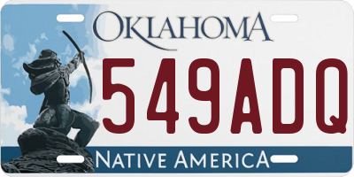 OK license plate 549ADQ