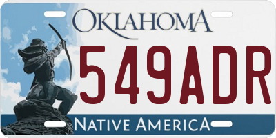 OK license plate 549ADR