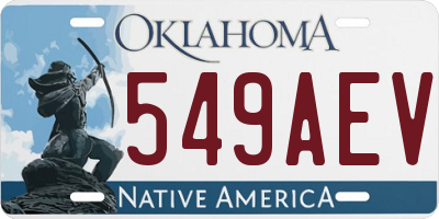 OK license plate 549AEV