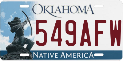 OK license plate 549AFW