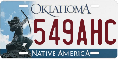 OK license plate 549AHC