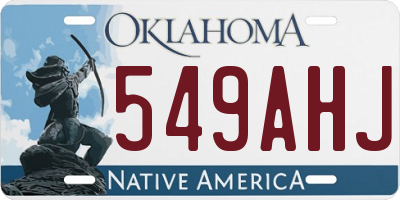 OK license plate 549AHJ