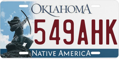 OK license plate 549AHK