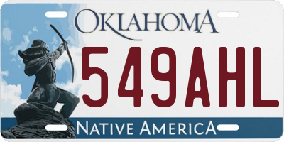 OK license plate 549AHL