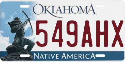 OK license plate 549AHX