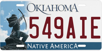 OK license plate 549AIE