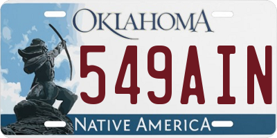 OK license plate 549AIN